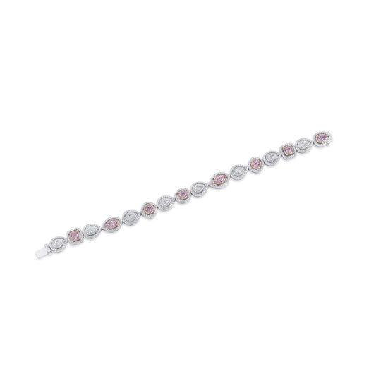 Natural Fancy Pink Diamond Bracelet, 18K White & Rose Gold, 6.21 Ct. TW
