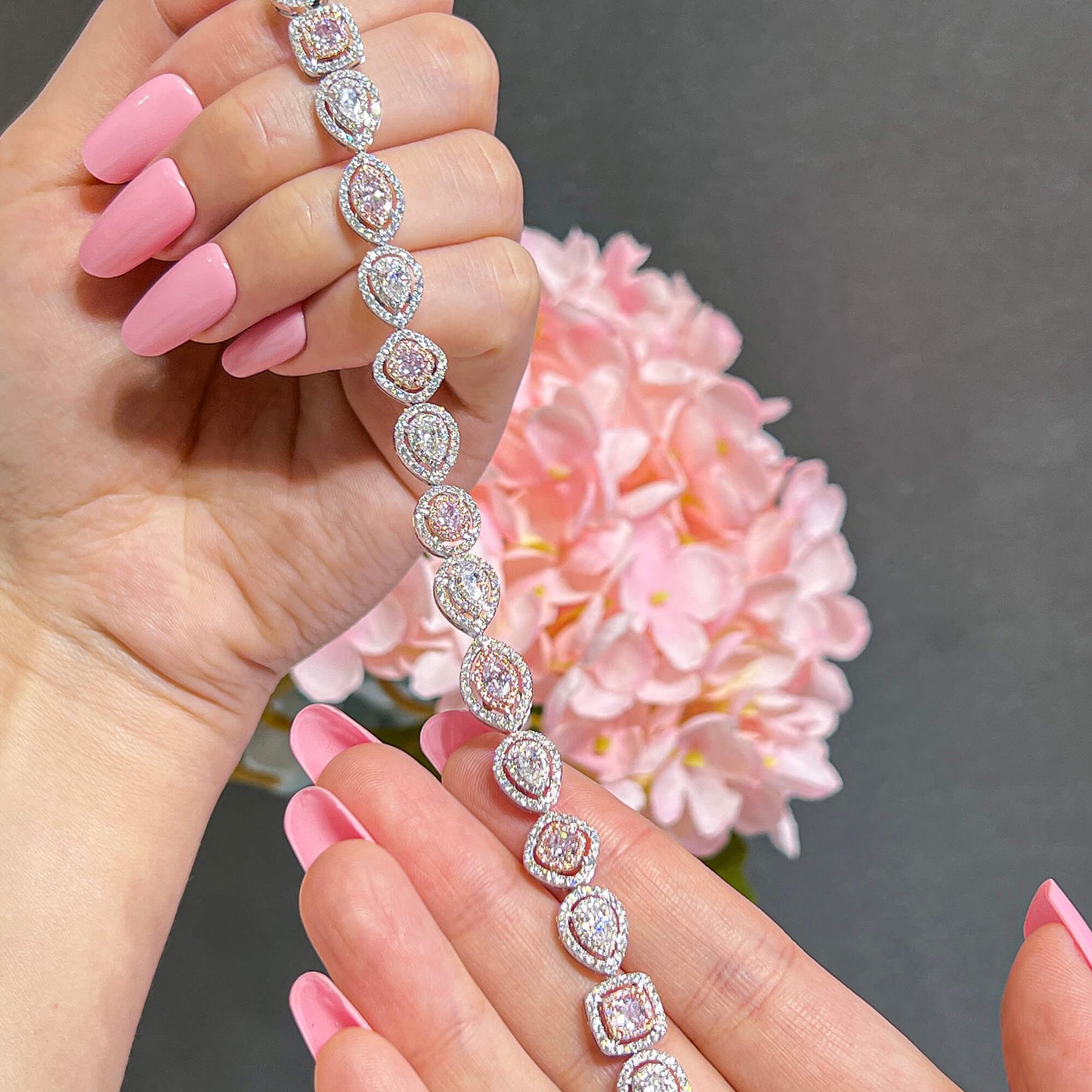 Natural 6.21 Ct. TW Fancy Pink Diamond Bracelet, 18K White & Rose Gold
