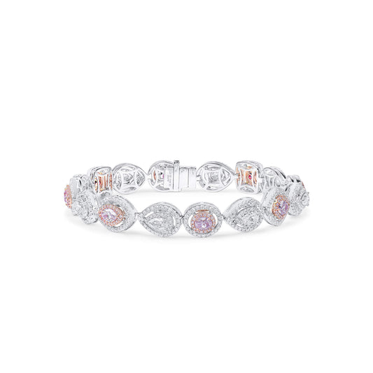 Natural Fancy Pink Diamond Bracelet, 18K White & Rose Gold, 6.21 Ct. TW