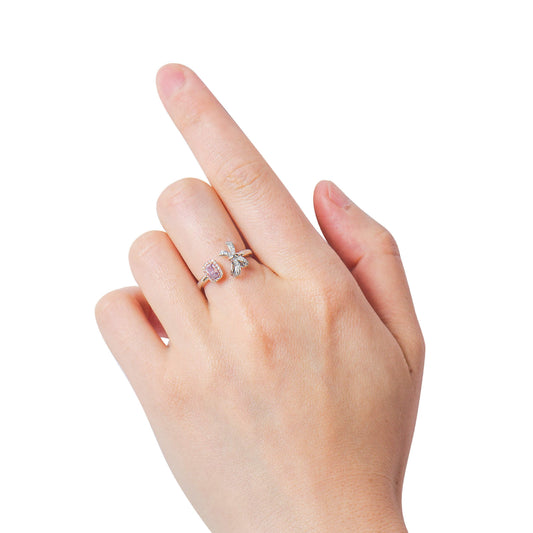 Fancy Purple Pink Diamond Ring, 0.45 Ct. TW, Radiant shape, GIA Certified
