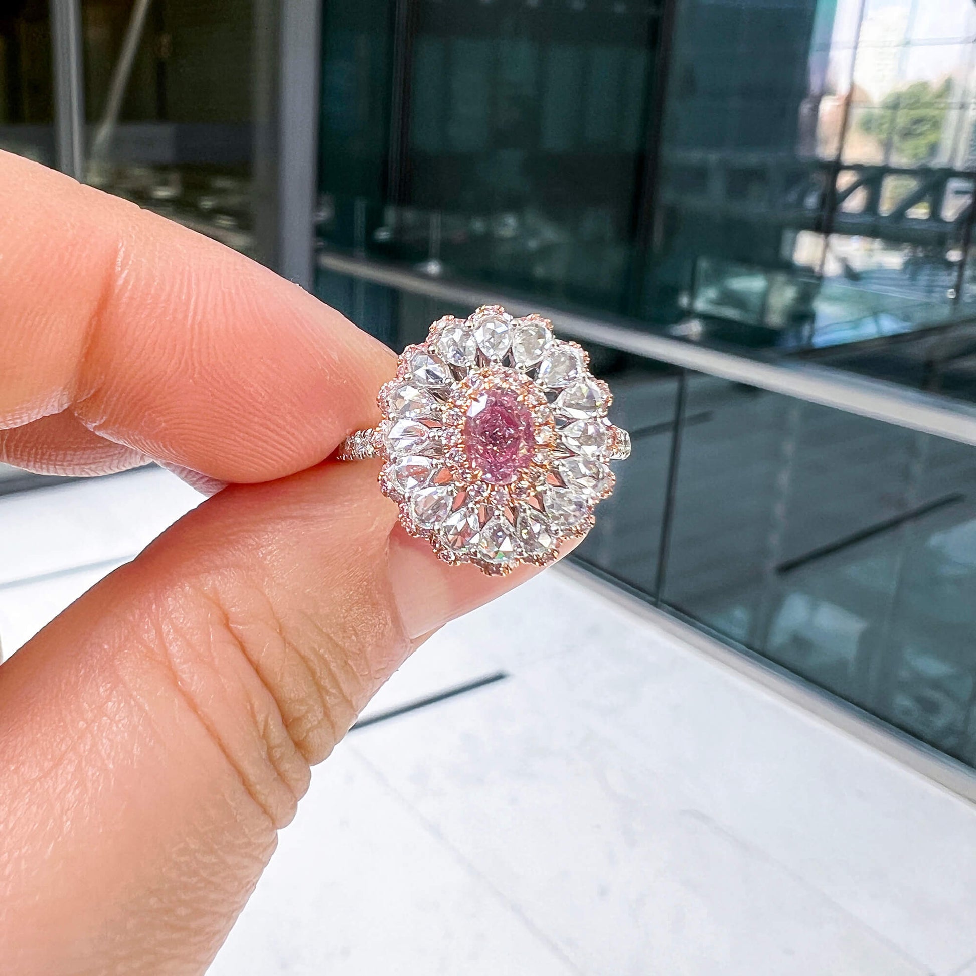 Fancy Purple Pink Diamond Ring, 1.27 Ct. TW, Oval shape, GIA Certified