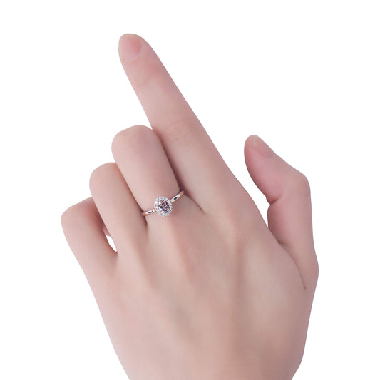 Fancy Purplish Pink Diamond Ring, 0.49 Ct. TW, Oval shape, GIA Certified