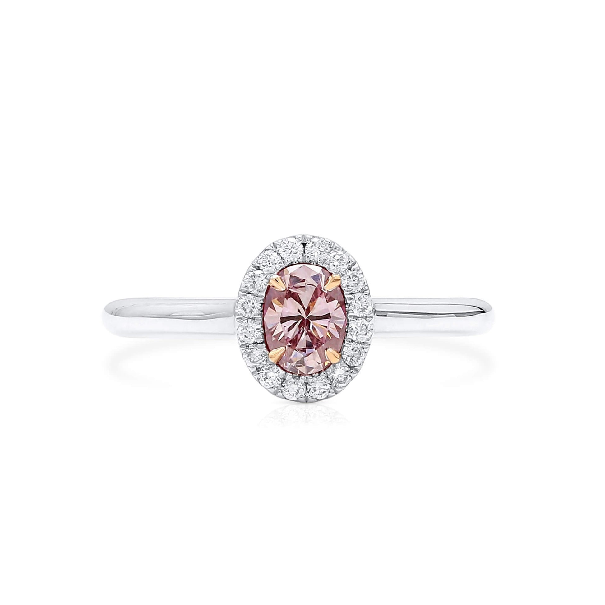 Fancy Purplish Pink Diamond Ring, 0.49 Ct. TW, Oval shape, GIA Certified