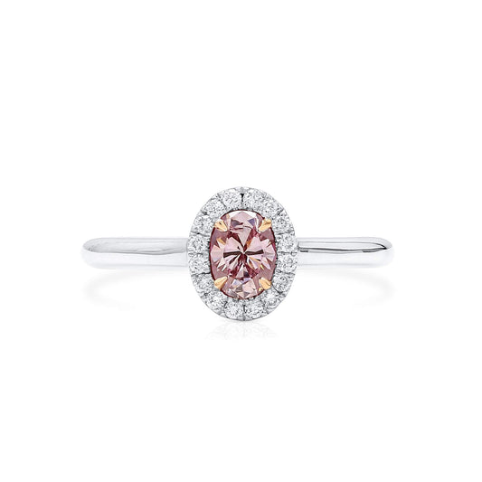 Fancy Purplish Pink Diamond Ring, 0.49 Ct. TW, Oval shape, GIA Certified