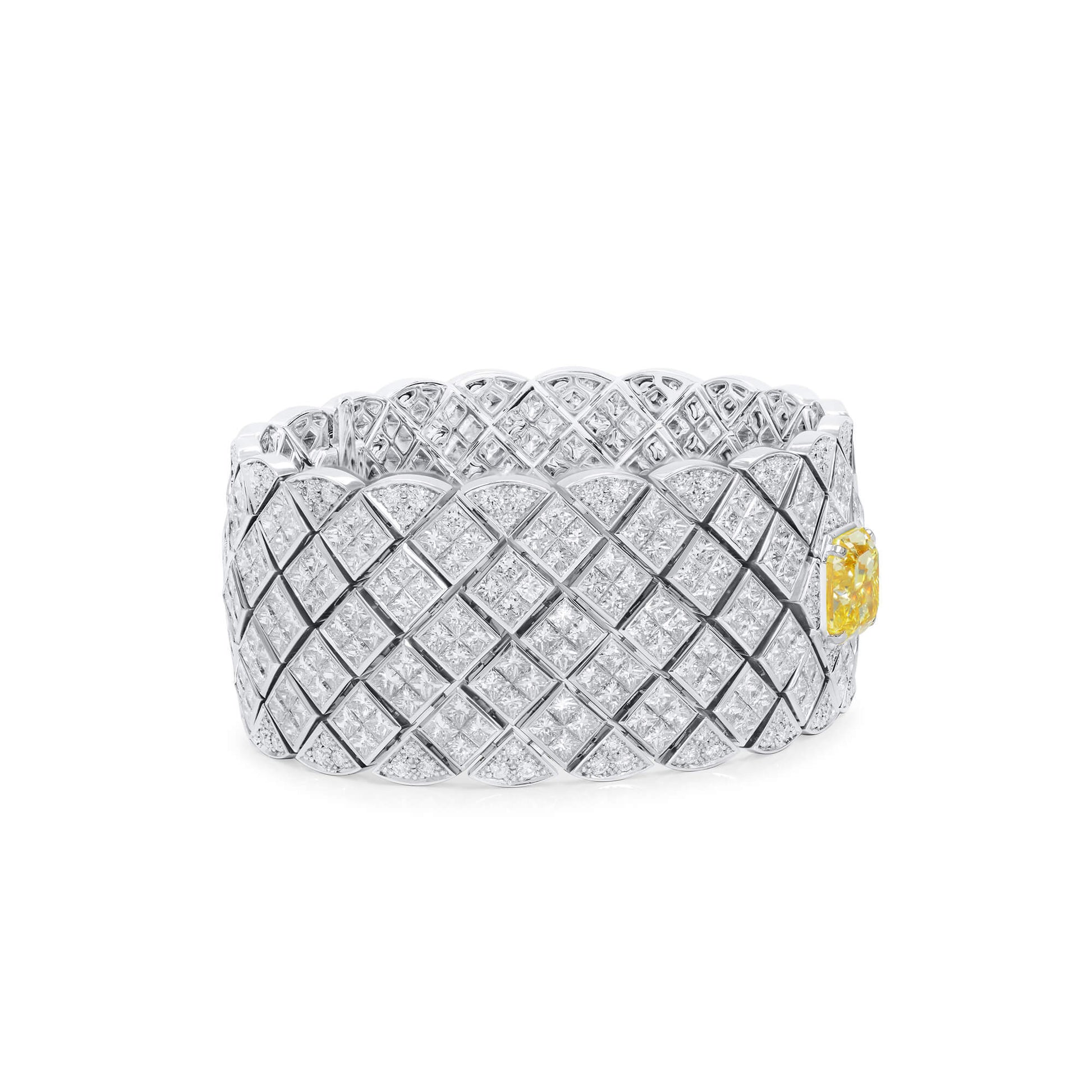 Fancy Vivid Yellow Diamond Bracelet, 44.60 Ct. TW, Radiant shape, GIA Certified