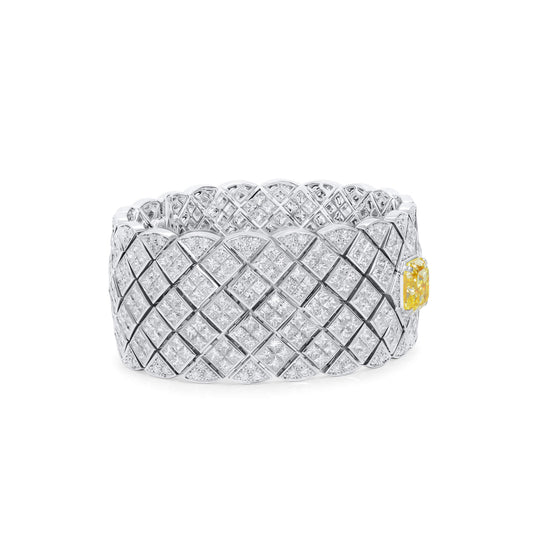 Fancy Vivid Yellow Diamond Bracelet, 44.60 Ct. TW, Radiant shape, GIA Certified