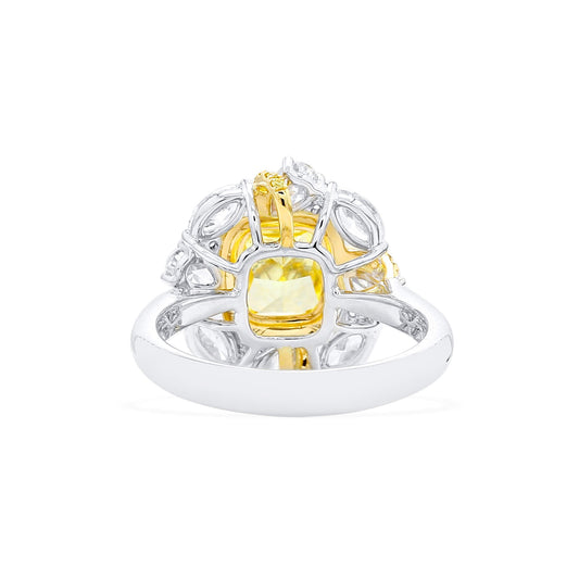 Fancy Vivid Yellow Diamond Ring, 3.31 Ct. TW, Cushion shape, GIA Certified