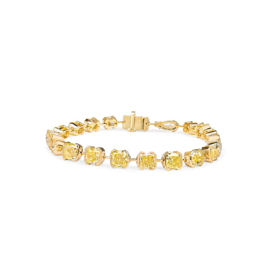 Natural Fancy Yellow Diamond Bracelet, 18K Yellow Gold, 13.60 Ct. TW