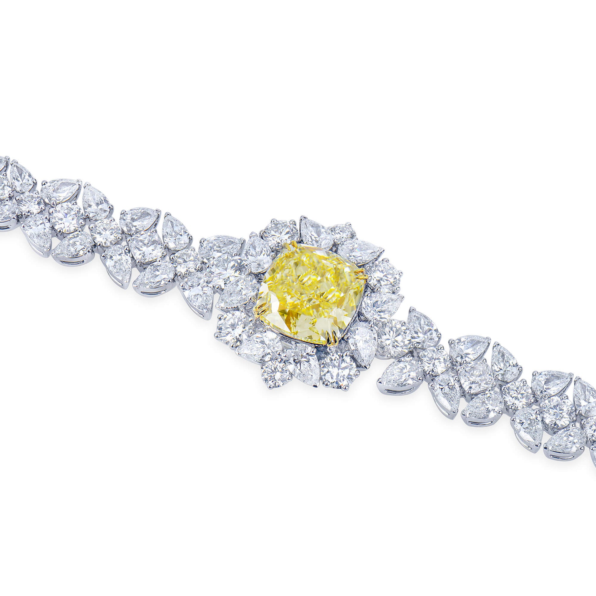 Fancy Yellow Diamond Bracelet, 23.14 Ct. TW, Cushion shape, GIA Certified