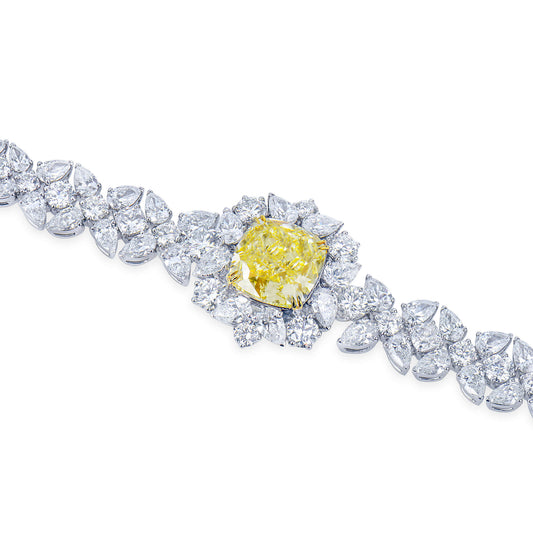 Fancy Yellow Diamond Bracelet, 23.14 Ct. TW, Cushion shape, GIA Certified