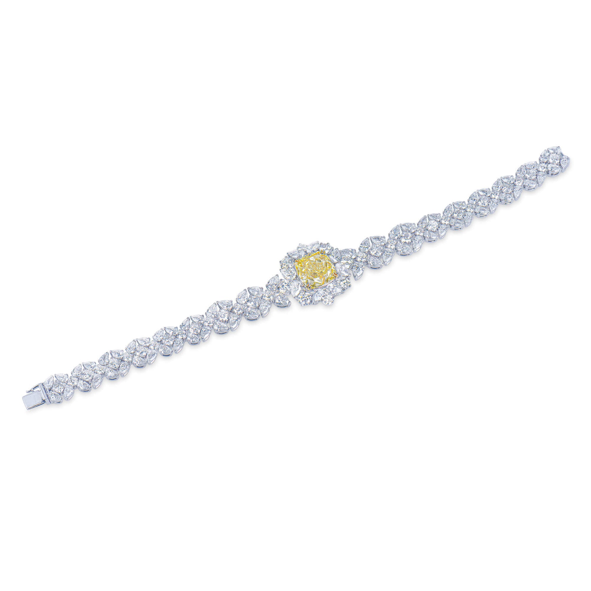 Fancy Yellow Diamond Bracelet, 23.14 Ct. TW, Cushion shape, GIA Certified