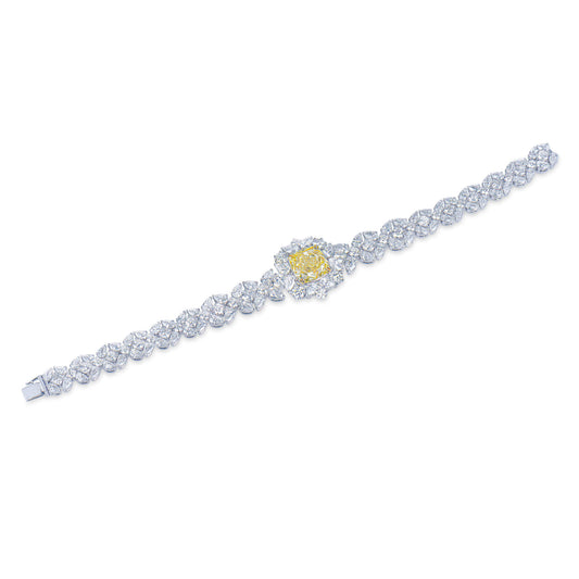 Fancy Yellow Diamond Bracelet, 23.14 Ct. TW, Cushion shape, GIA Certified