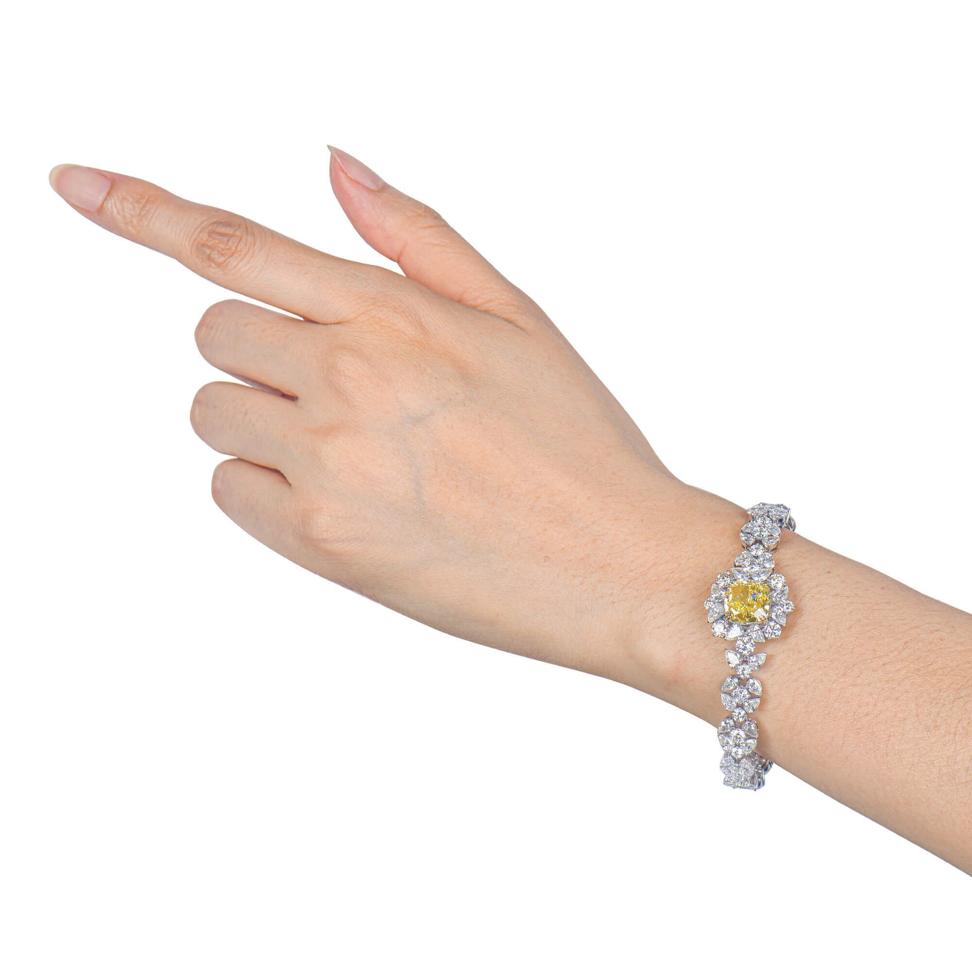 Fancy Yellow Diamond Bracelet, 23.14 Ct. TW, Cushion shape, GIA Certified