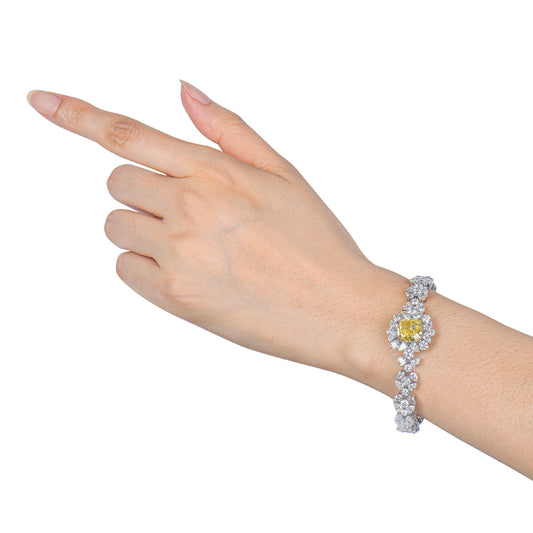 Fancy Yellow Diamond Bracelet, 23.14 Ct. TW, Cushion shape, GIA Certified