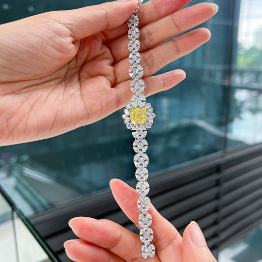Fancy Yellow Diamond Bracelet, 23.14 Ct. TW, Cushion shape, GIA Certified