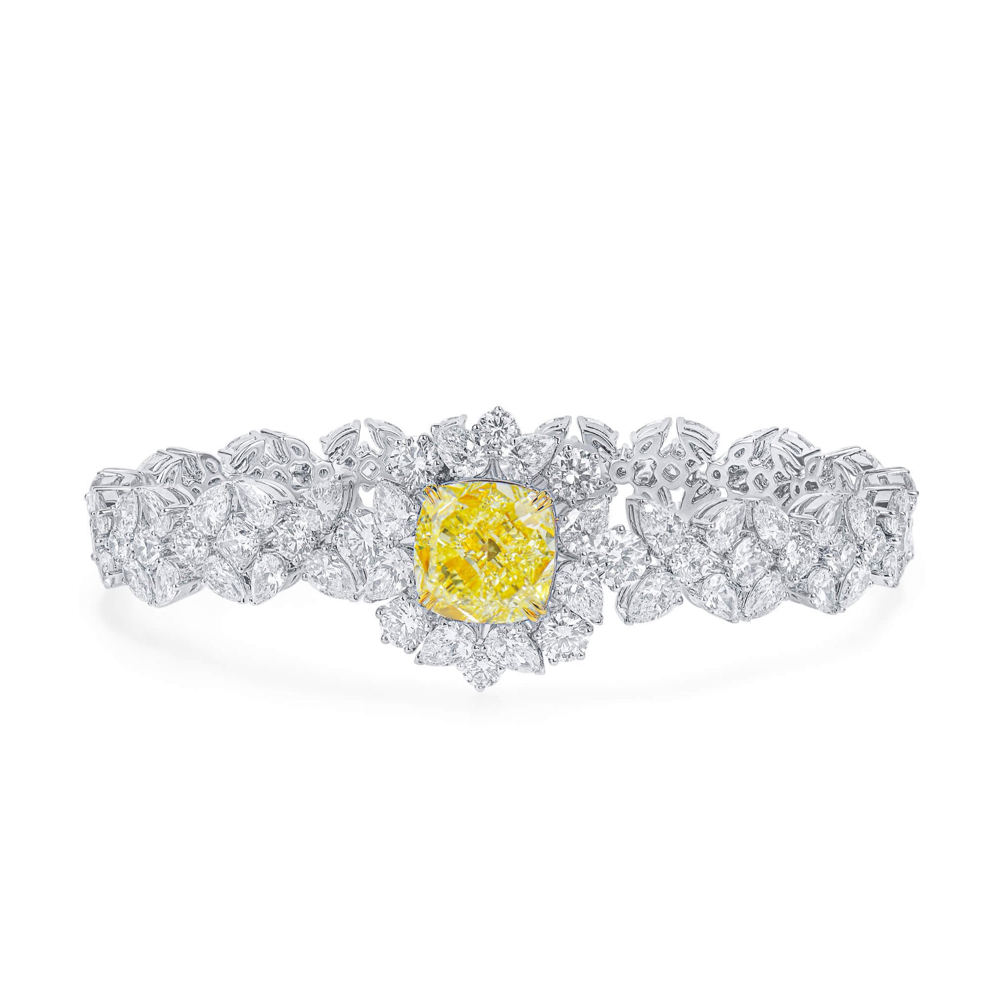 Fancy Yellow Diamond Bracelet, 23.14 Ct. TW, Cushion shape, GIA Certified