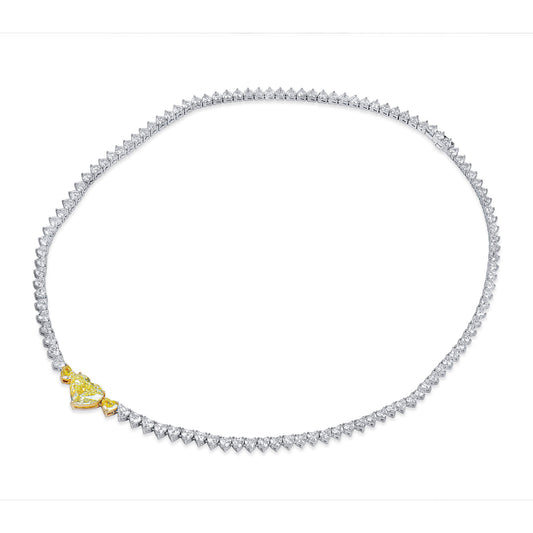 Fancy Yellow Diamond Necklace, 17.21 Ct. TW, Heart shape, GIA Certified