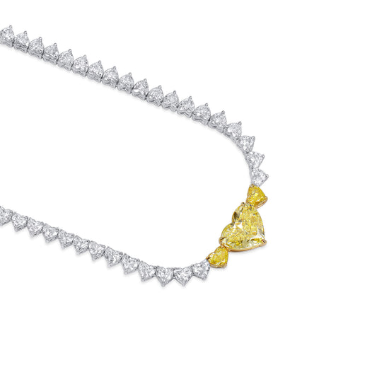Fancy Yellow Diamond Necklace, 17.21 Ct. TW, Heart shape, GIA Certified