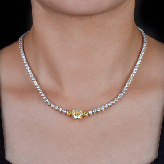 Fancy Yellow Diamond Necklace, 17.21 Ct. TW, Heart shape, GIA Certified