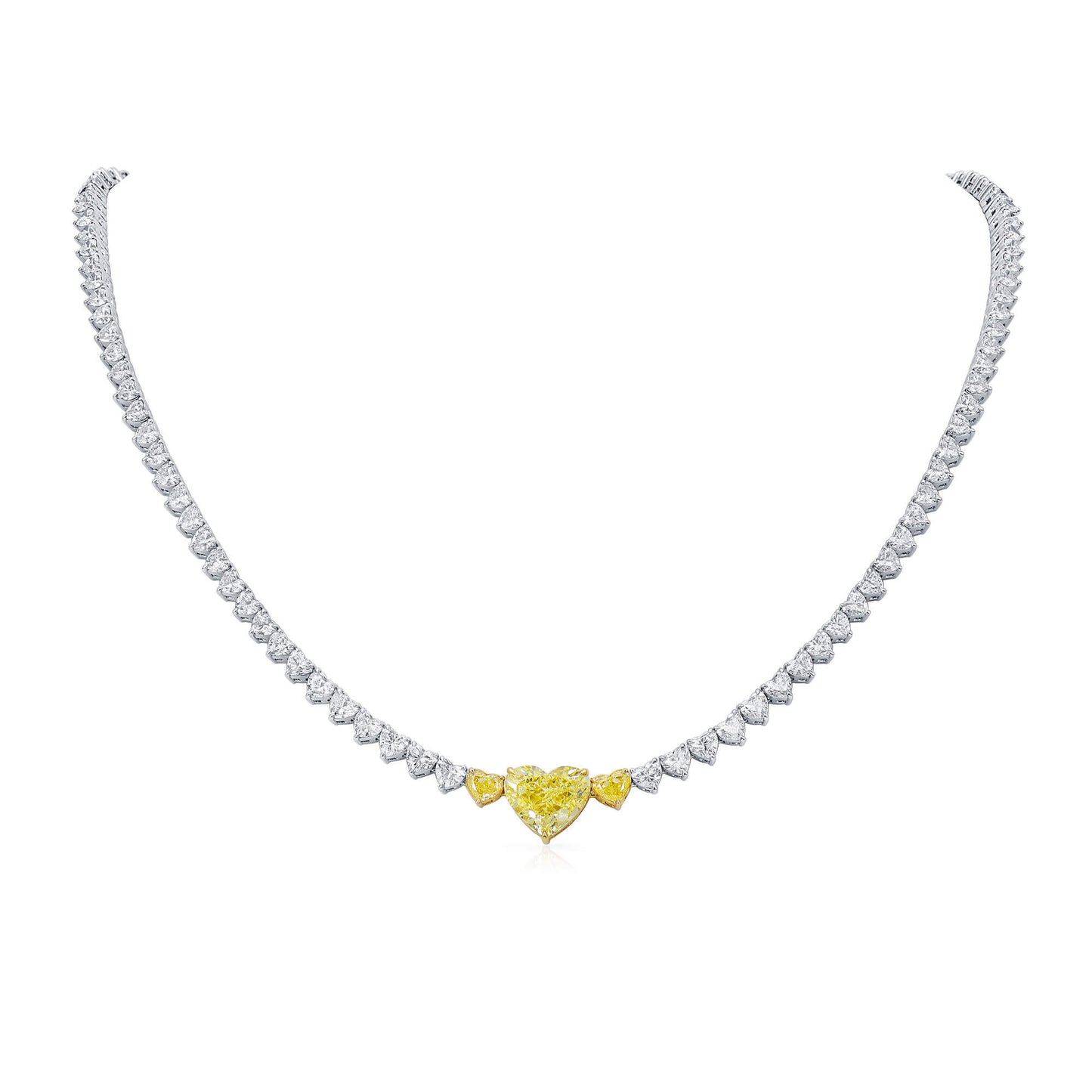 Fancy Yellow Diamond Necklace, 17.21 Ct. TW, Heart shape, GIA Certified