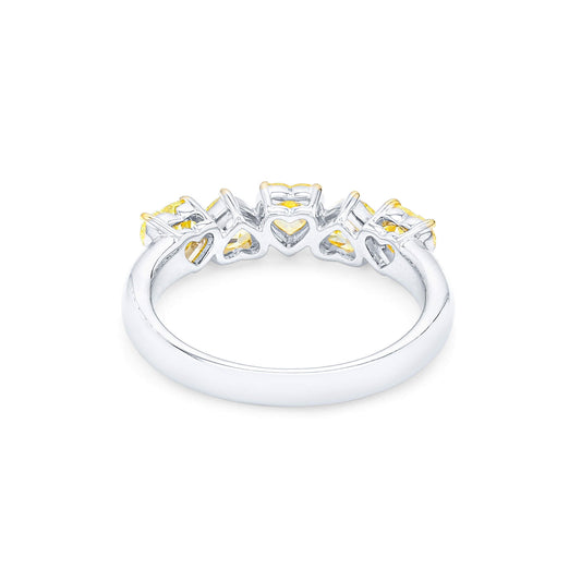 Natural Fancy Yellow Diamond Full Eternity Ring, 18K White Gold, Heart Shape, 1.54 Ct. TW
