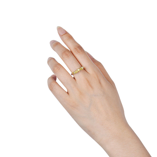 Natural Fancy Yellow Diamond Full Eternity Ring, 18K White Gold, Heart Shape, 1.54 Ct. TW