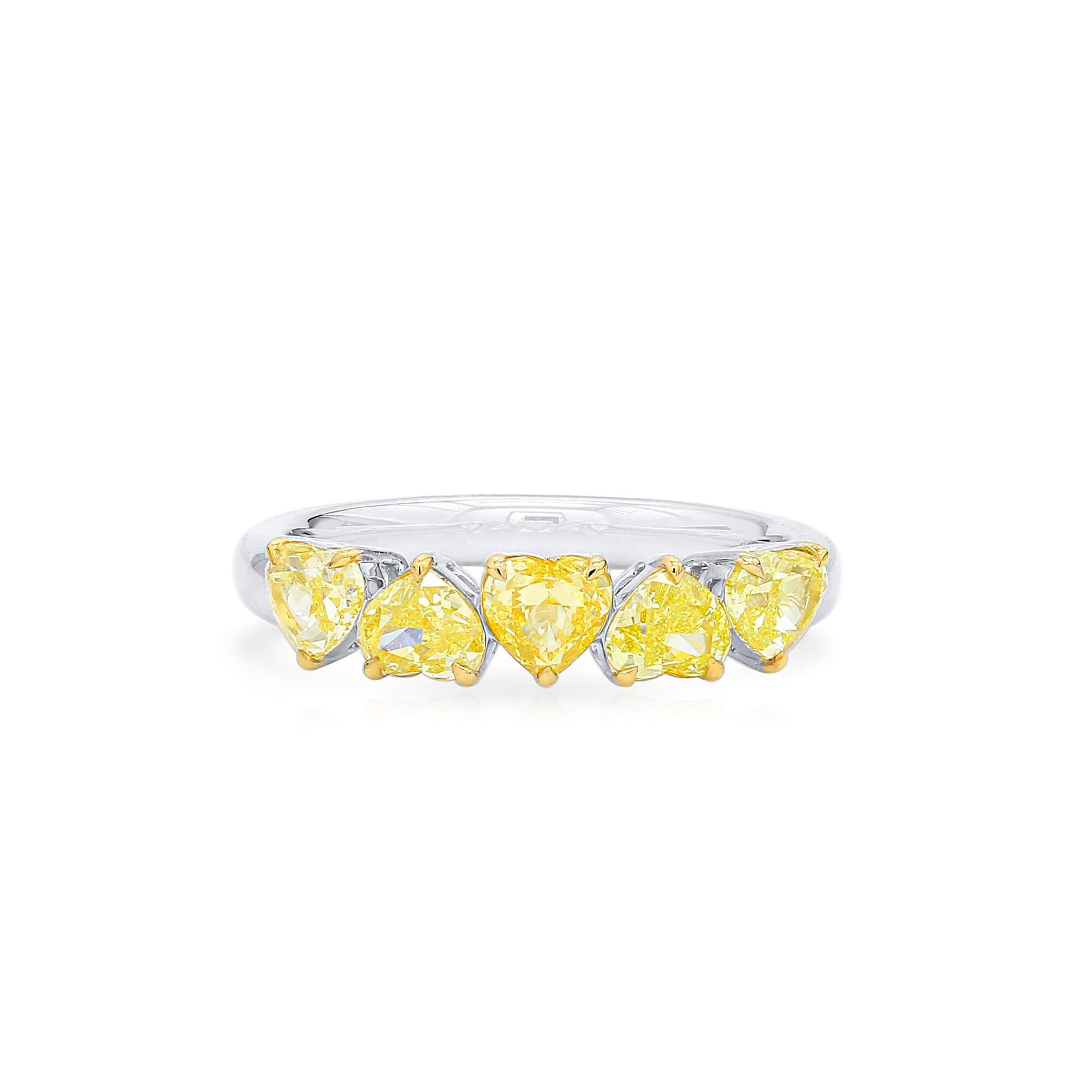 Natural Fancy Yellow Diamond Full Eternity Ring, 18K White Gold