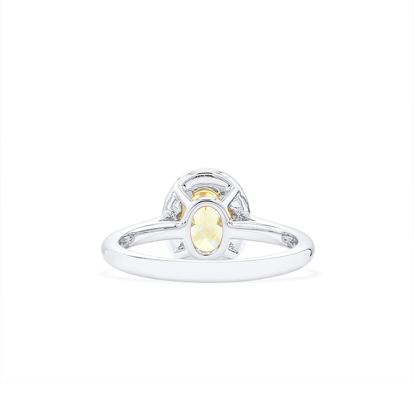 Natural Display Color Diamond Halo Ring, 18K White Gold, Oval Shape, 1.70 Ct. TW
