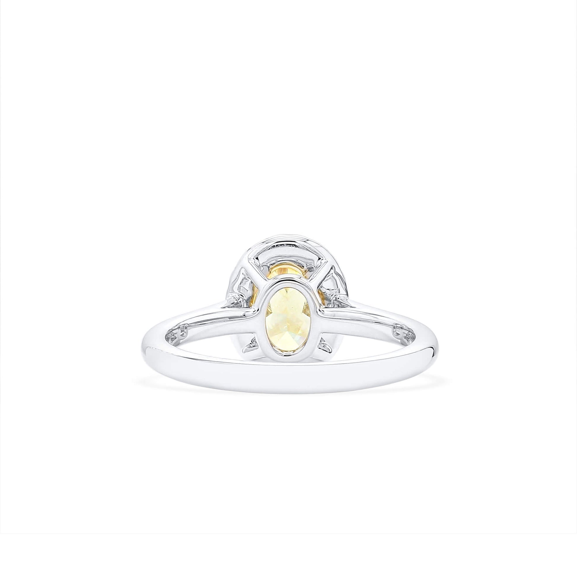 Natural Display Color Diamond Halo Ring, 18K White Gold, Oval Shape, 1.70 Ct. TW
