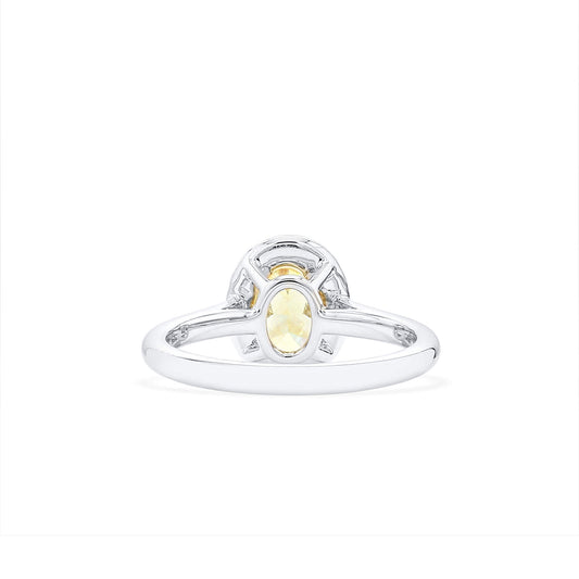 Natural Display Color Diamond Halo Ring, 18K White Gold, Oval Shape, 1.70 Ct. TW