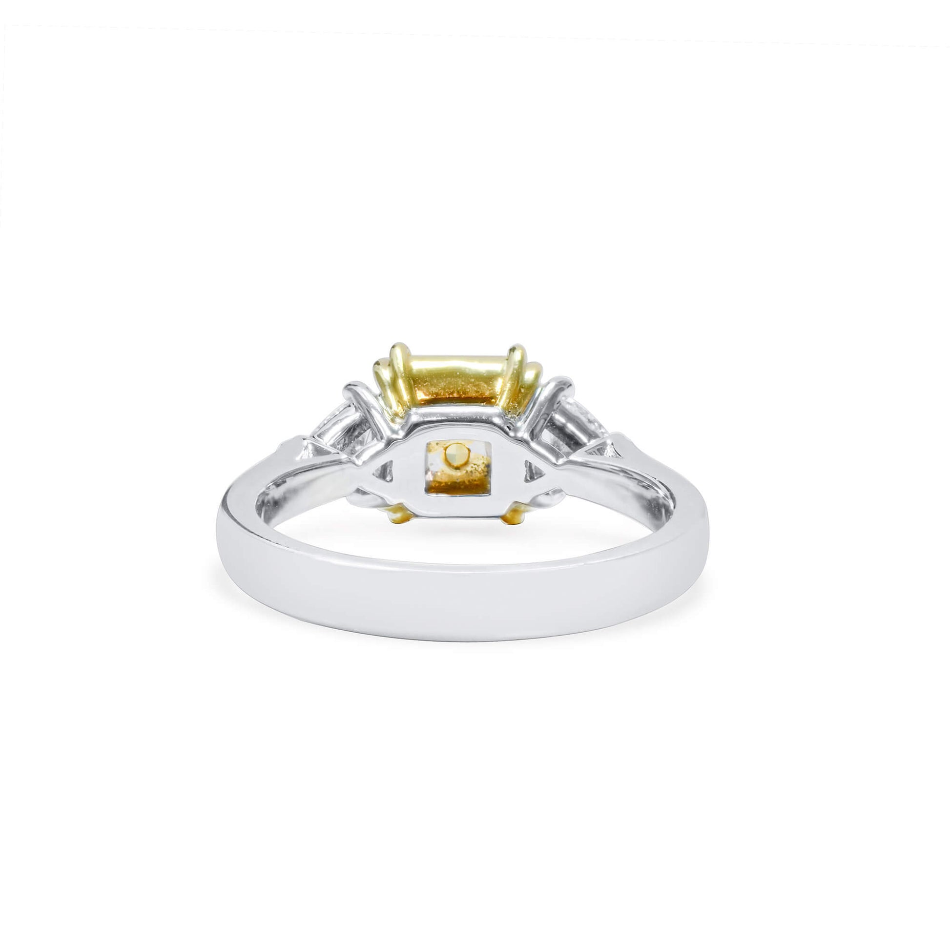 Natural Fancy Yellow Diamond Three Stone Ring, Radiant Shape, 2.04 Ct. TW