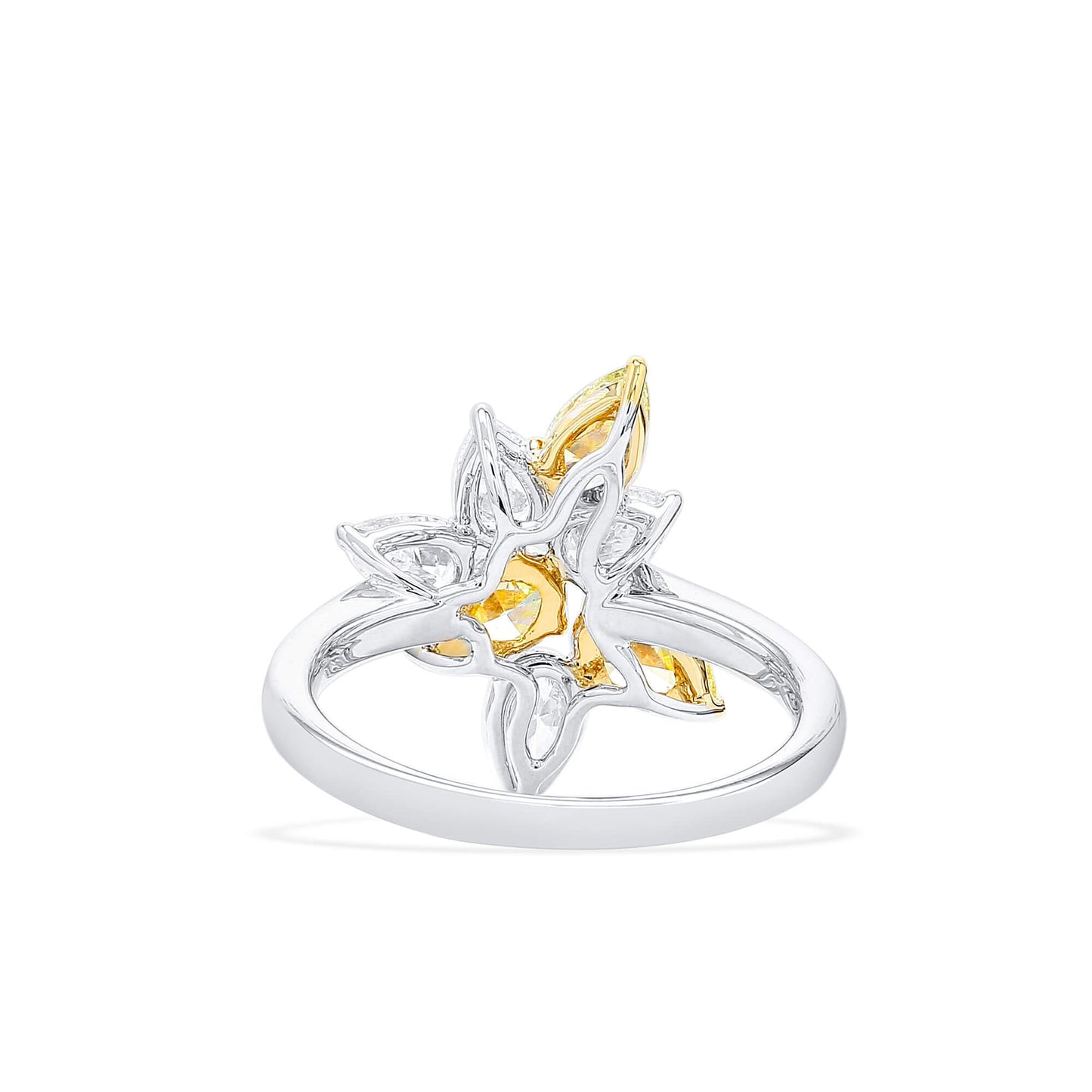 Natural Fancy Yellow and White Diamond Ring, 18K White Gold, Pear Shape, 2.06 Ct. TW