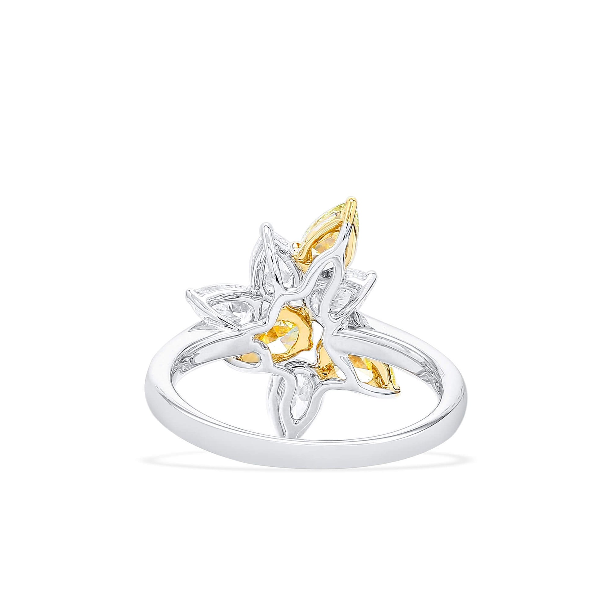 Natural Fancy Yellow and White Diamond Ring, 18K White Gold, Pear Shape, 2.06 Ct. TW