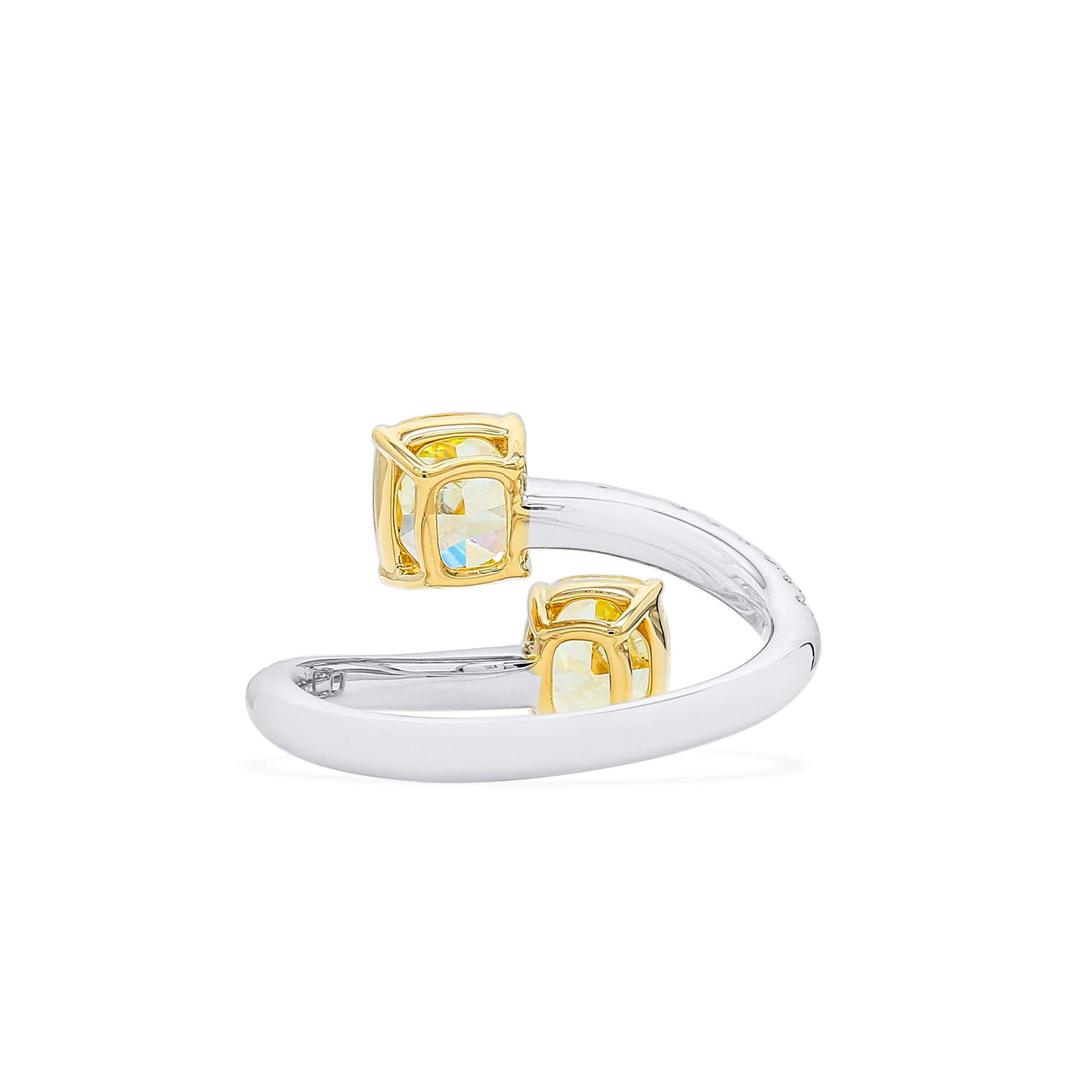 Natural Fancy Yellow Diamond Ring, 18K White & Yellow Gold, Cushion Shape, 2.25 Ct. TW