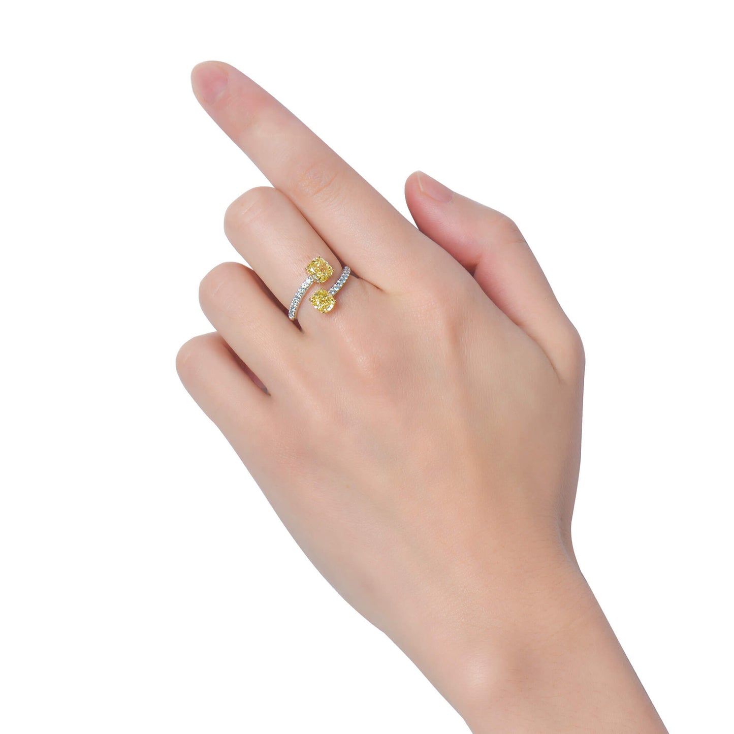 Natural Fancy Yellow Diamond Ring, 18K White & Yellow Gold, Cushion Shape, 2.25 Ct. TW