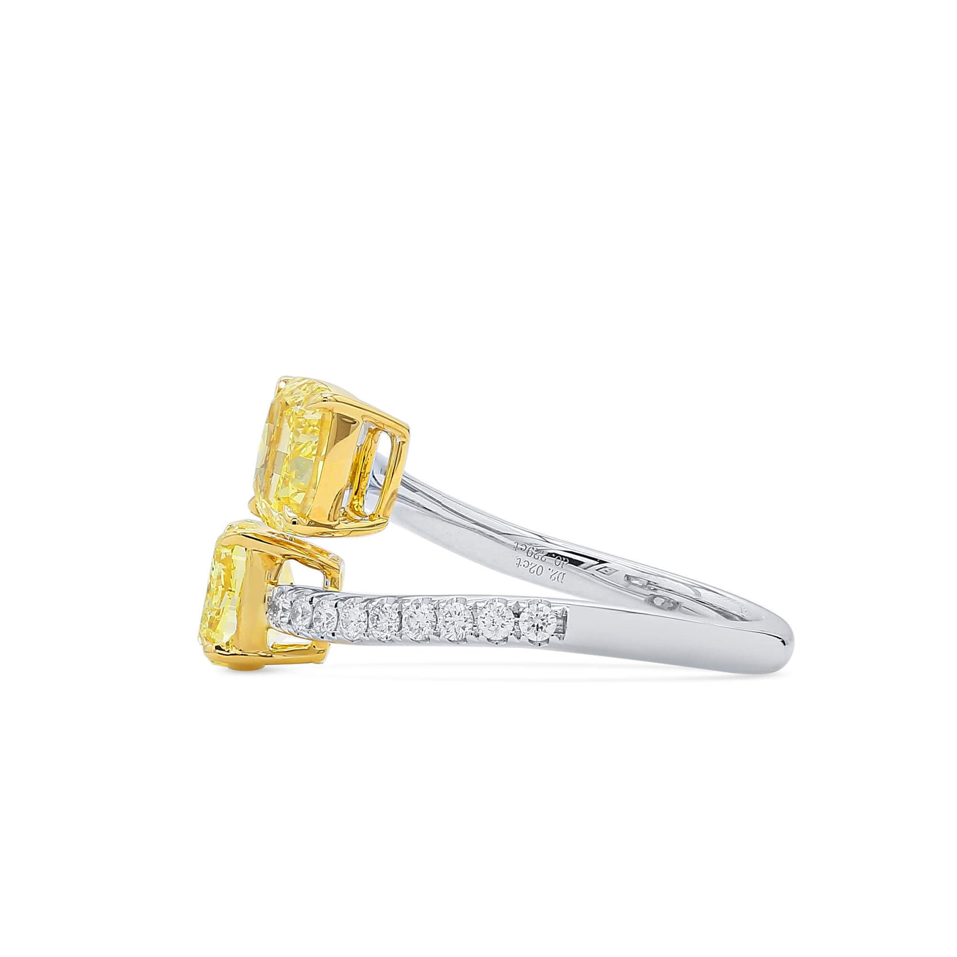 Natural Fancy Yellow Diamond Ring, 18K White & Yellow Gold, Cushion Shape, 2.25 Ct. TW