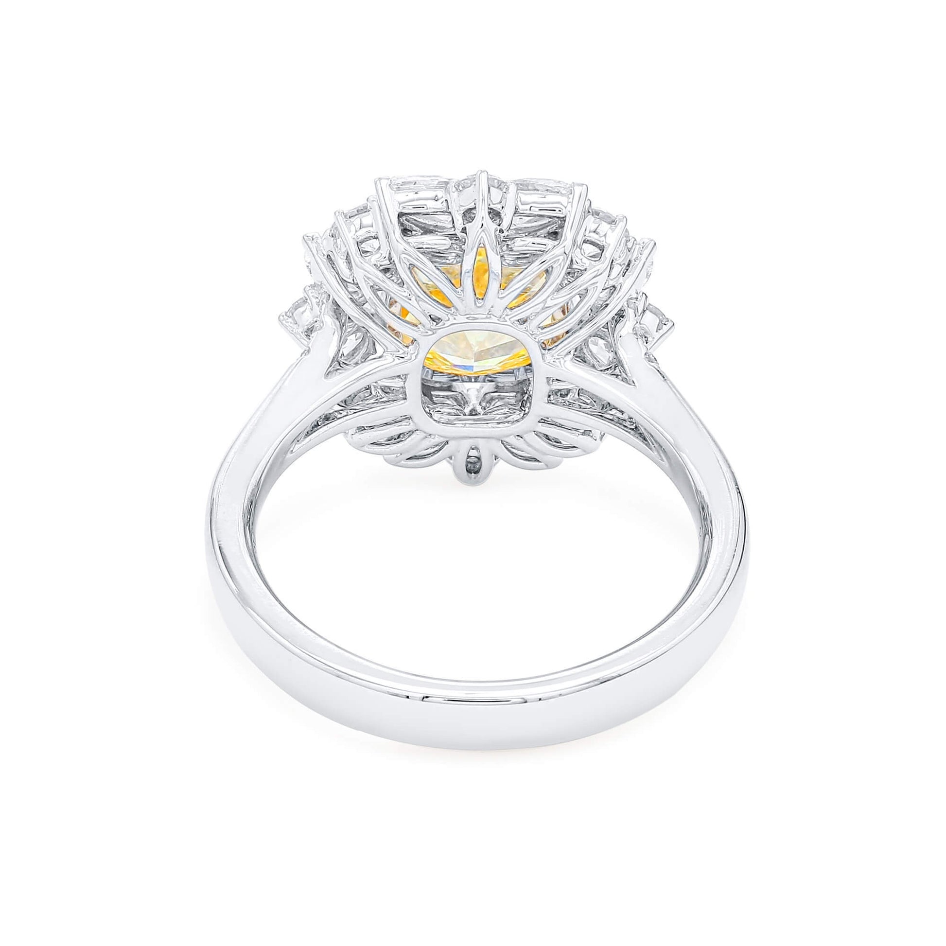 Fancy Yellow Diamond Ring, 4.24 Ct. TW, Cushion shape, GIA Certified