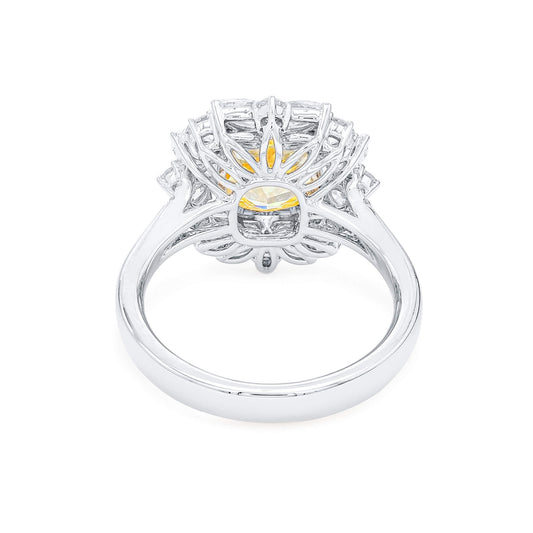 Fancy Yellow Diamond Ring, 4.24 Ct. TW, Cushion shape, GIA Certified