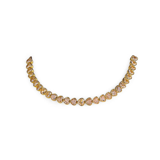 Natural Fancy Yellow Diamond Tennis Bracelet, 18K Yellow Gold, Heart Shape, 26.97 Ct. TW