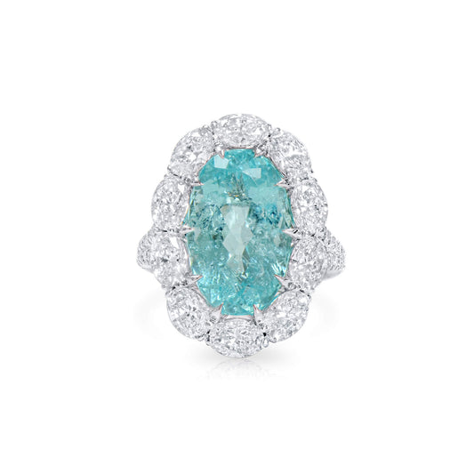 Greenish-Blue Diamond Ring, 12.40 Ct. TW, Oval shape, GRS Certified