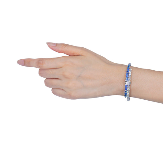 Natural Vivid Blue Sapphire Bracelet, 11.25 Ct. TW, Mix shape, GIA Certified