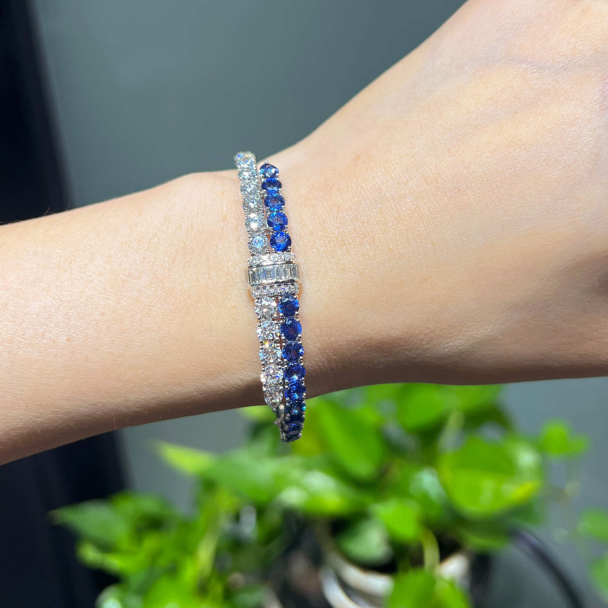 Natural Vivid Blue Sapphire Bracelet, 11.25 Ct. TW, Mix shape, GIA Certified