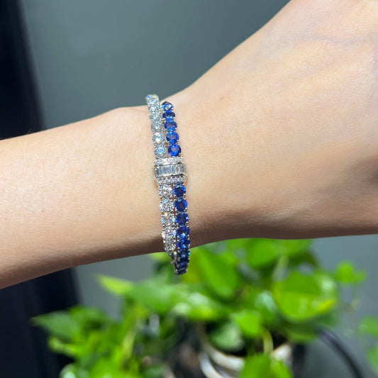 Natural Vivid Blue Sapphire Bracelet, 11.25 Ct. TW, Mix shape, GIA Certified