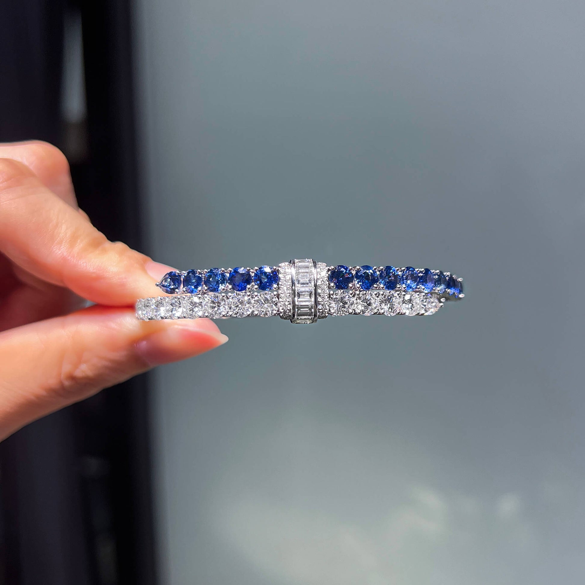 Natural Vivid Blue Sapphire Bracelet, 11.25 Ct. TW, Mix shape, GIA Certified