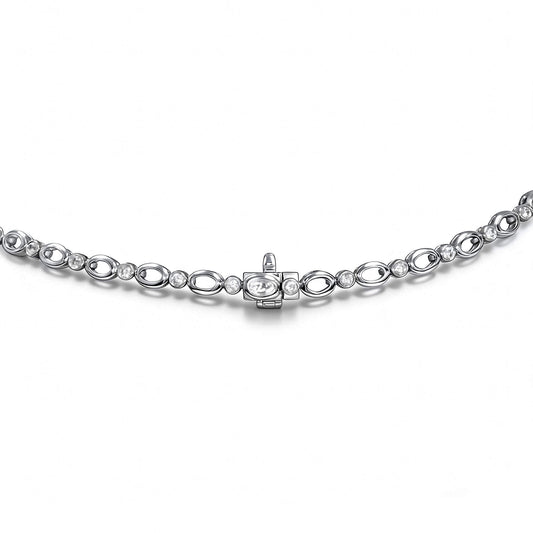 Natural Greenish Blue Paraiba Necklace, 18K White Gold, Oval Shape, 23.96 Ct. TW