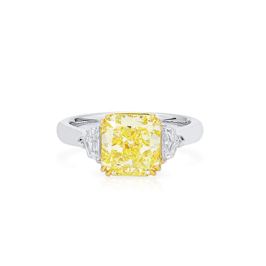 Fancy Yellow Diamond Ring, 3.31 Ct. TW, Radiant shape, GIA Certified