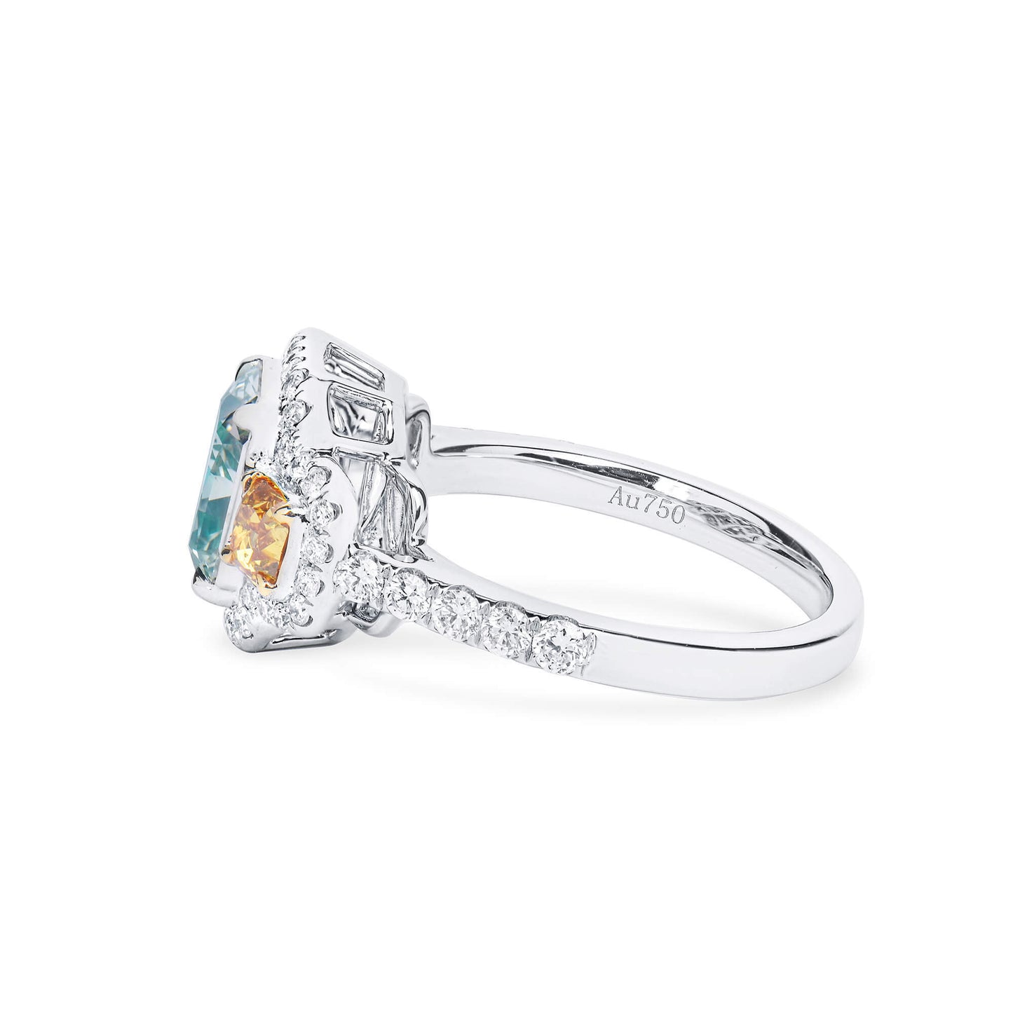 Fancy Grayish Yellowish Green Diamond Ring, 2.98 Ct. TW, Radiant shape, GIA Certified