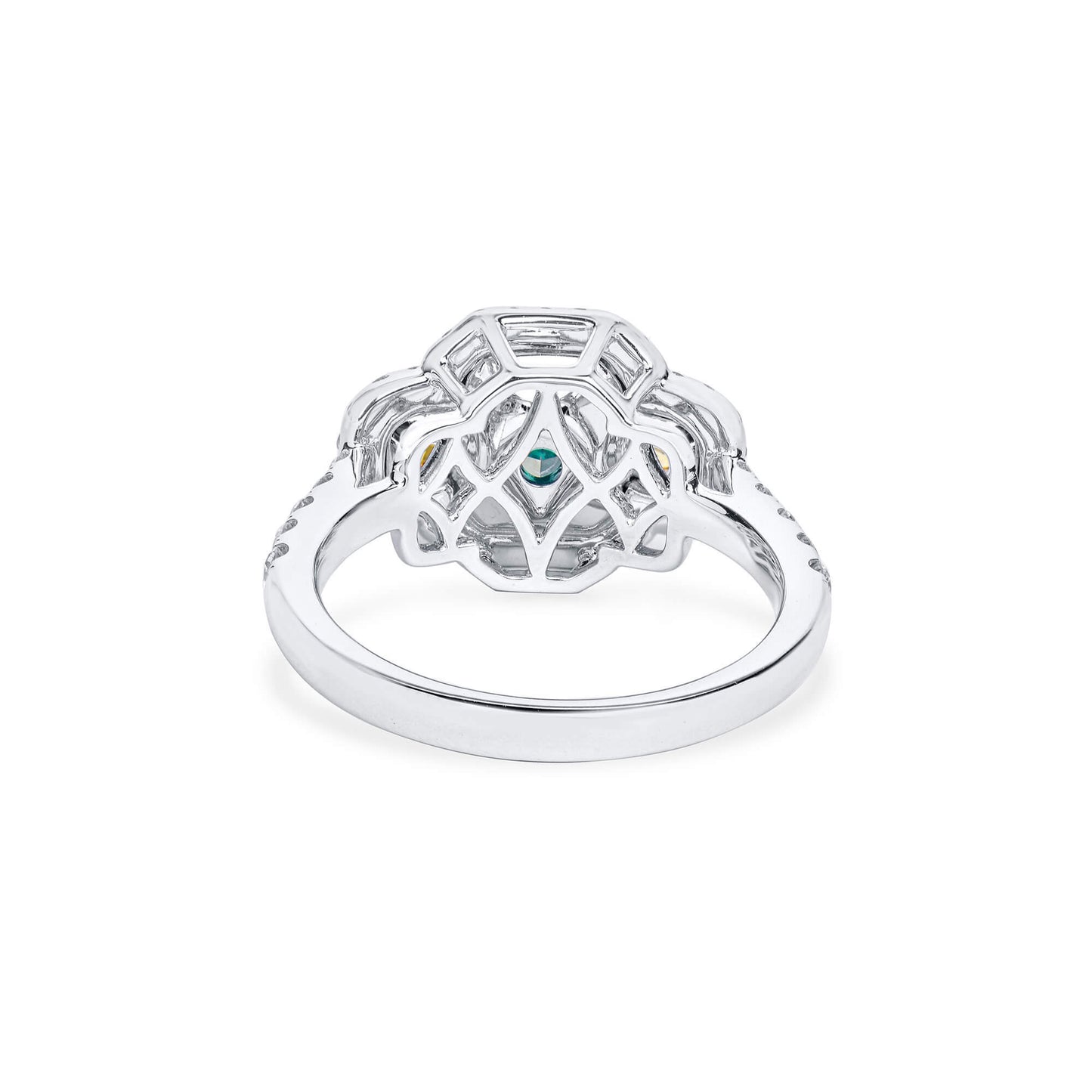 Fancy Grayish Yellowish Green Diamond Ring, 2.98 Ct. TW, Radiant shape, GIA Certified