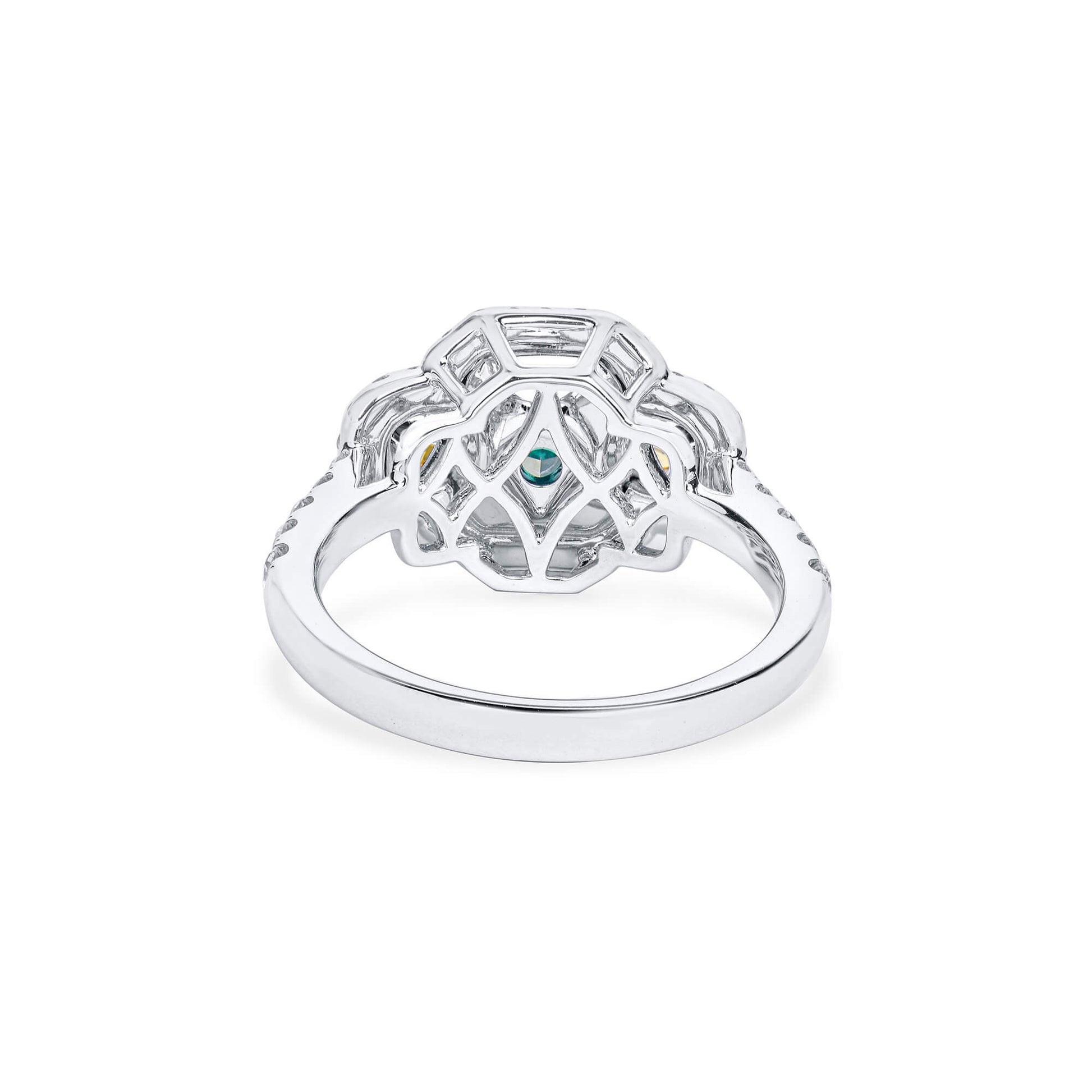 Fancy Grayish Yellowish Green Diamond Ring, 2.98 Ct. TW, Radiant shape, GIA Certified