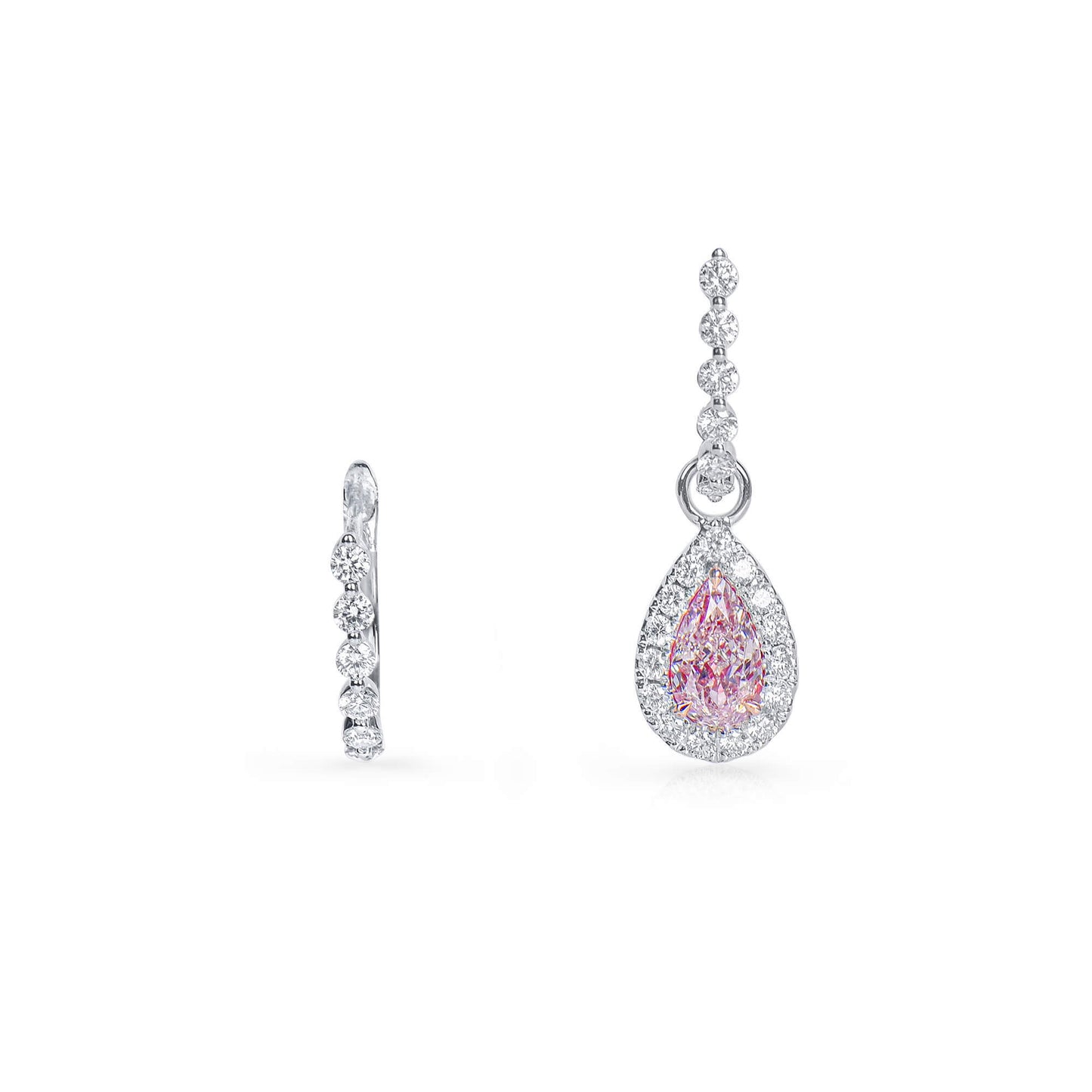 Natural Light Pink Diamond Drop Earrings, 18K White & Rose Gold, Pear Shape, 1.60 Ct. TW